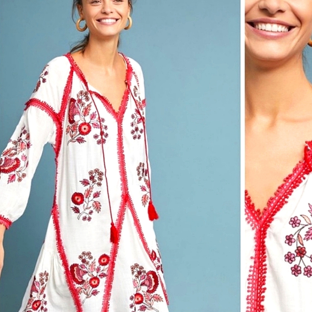 Ranna Gill Hadley Floral Embroidered Tunic Dress